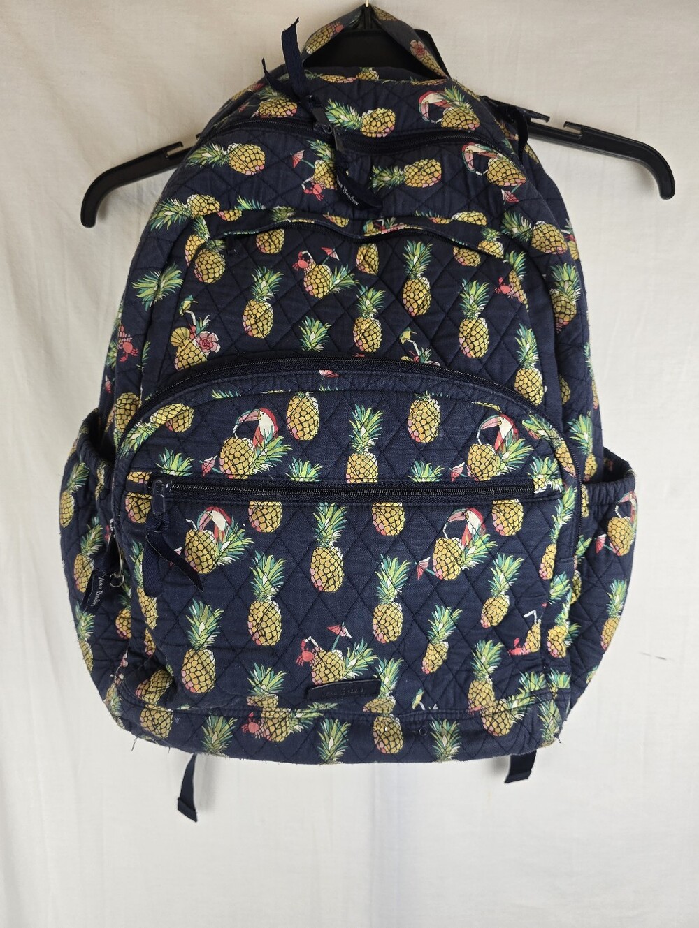 Vera Bradley Quilted Pineapple Print Navy Backpack Large
